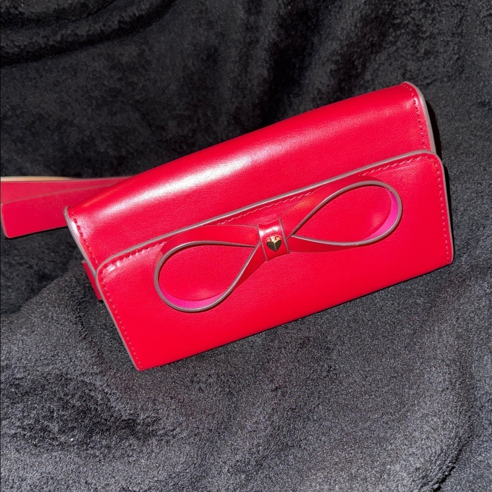 KATE SPADE Red Leather Bow Belt Bag Crossbody Size L - XL